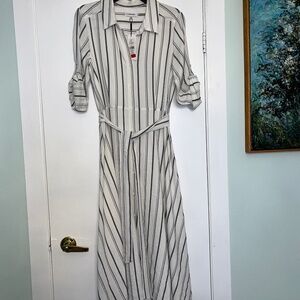 Calvin Klein (10) summer shirt dress in ivory & black, BNWT.